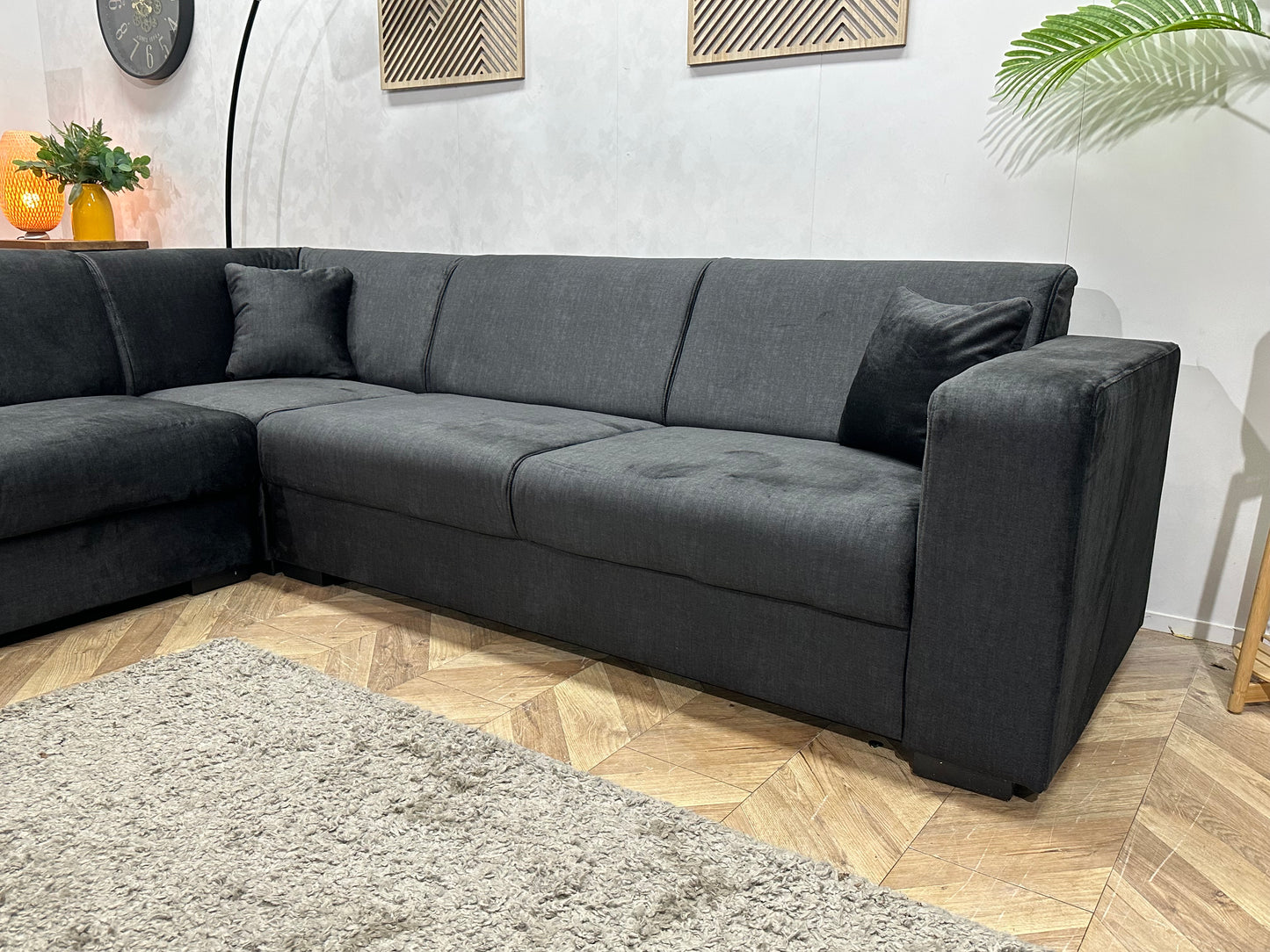 !Showroommodel! Zwarte Velvet Hoekbank