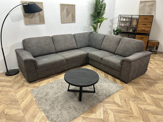 DSense Antraciet Suede Stoffen Hoekbank ~ Vaste Kussens
