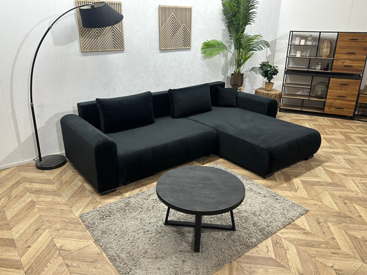 !Showroommodel! Zwarte Velvet Hoekbank