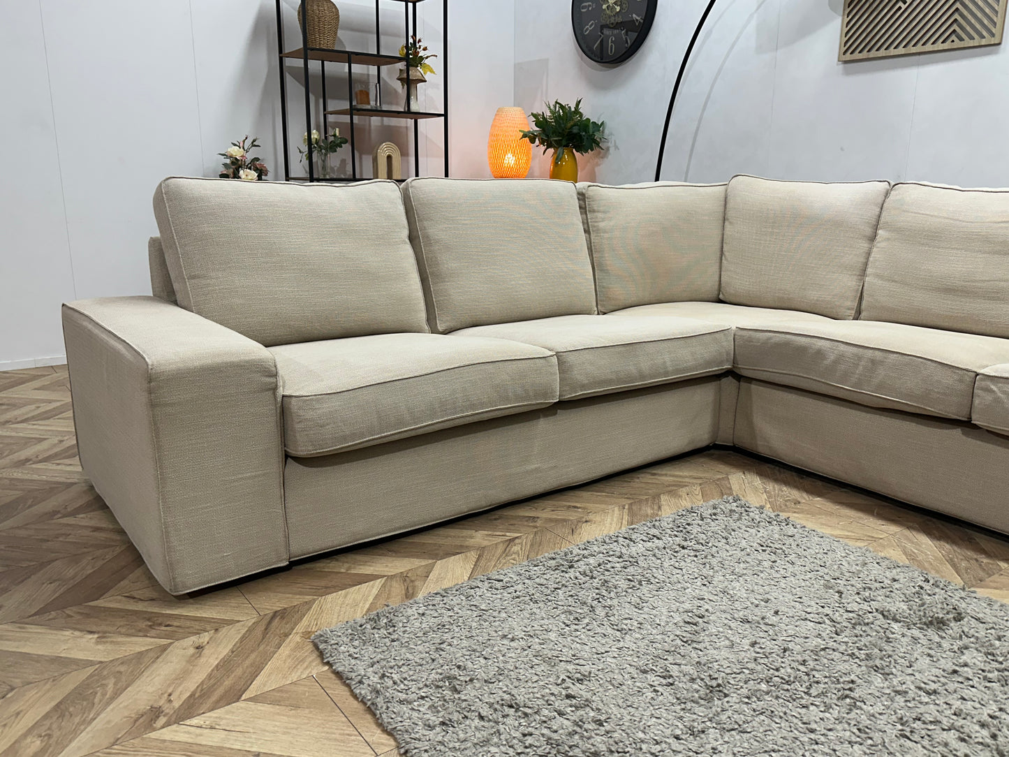 Beige Hoekbank ~ Losse Kussens Met Afneembare Hoezen