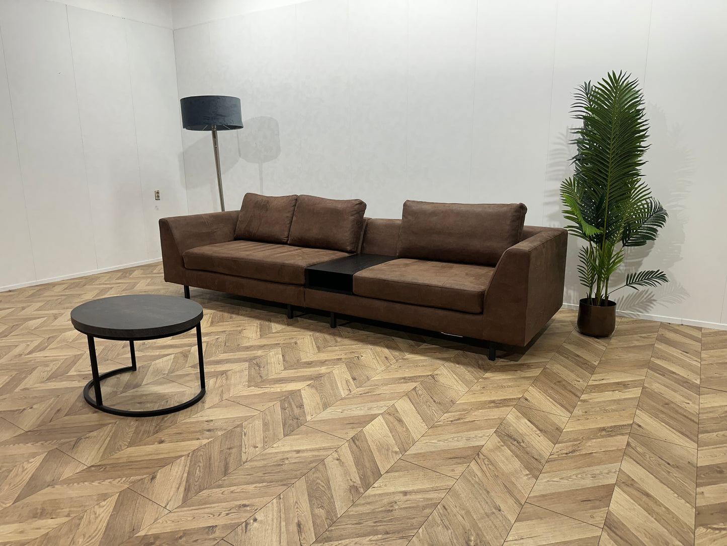 Bruine Suède Lederen Design 3-Zits Bank ~ Nieuwstaat