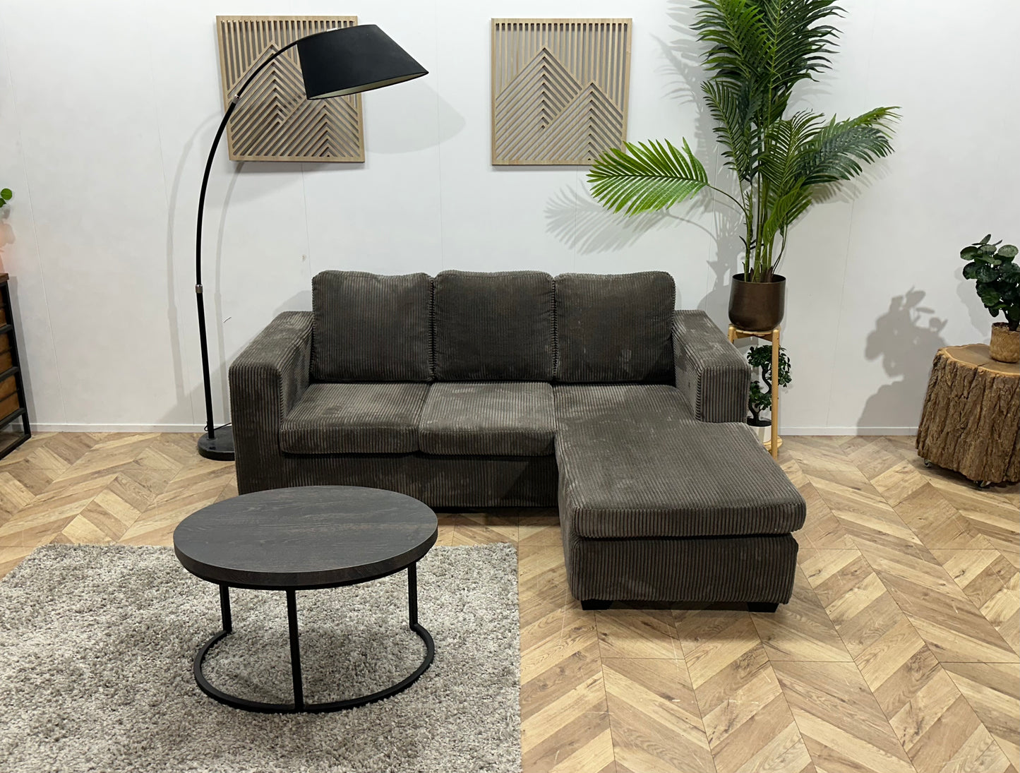 Antraciet Ribstof Hoekbank ~ Meerdere Opstellingen