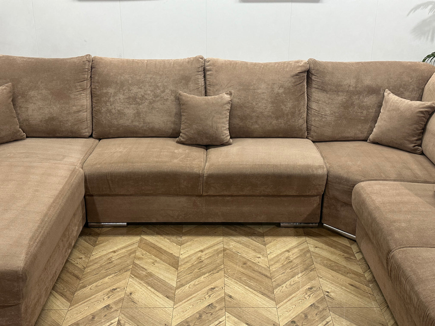 Licht Bruine Velvet U Bank ~ Losse Kussens Met Afneembare Hoezen