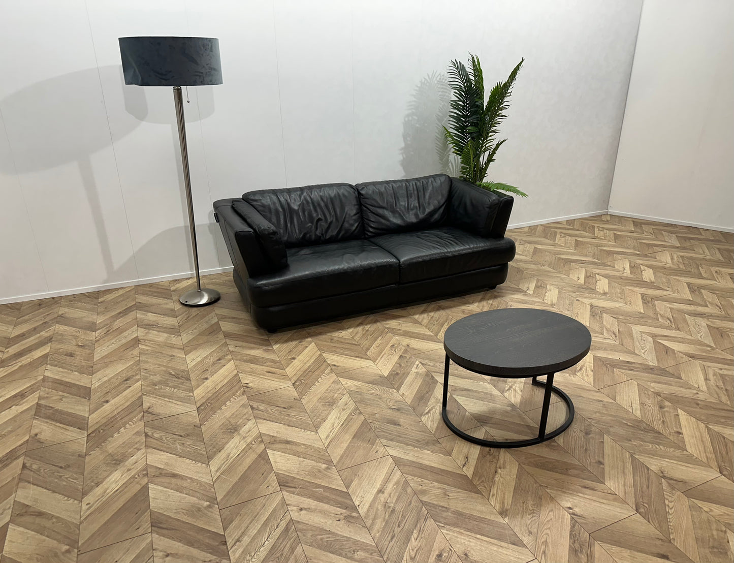 Chateau D’ax Zwart Echt Lederen 2.5-Zits Bank ~ Vaste Kussens