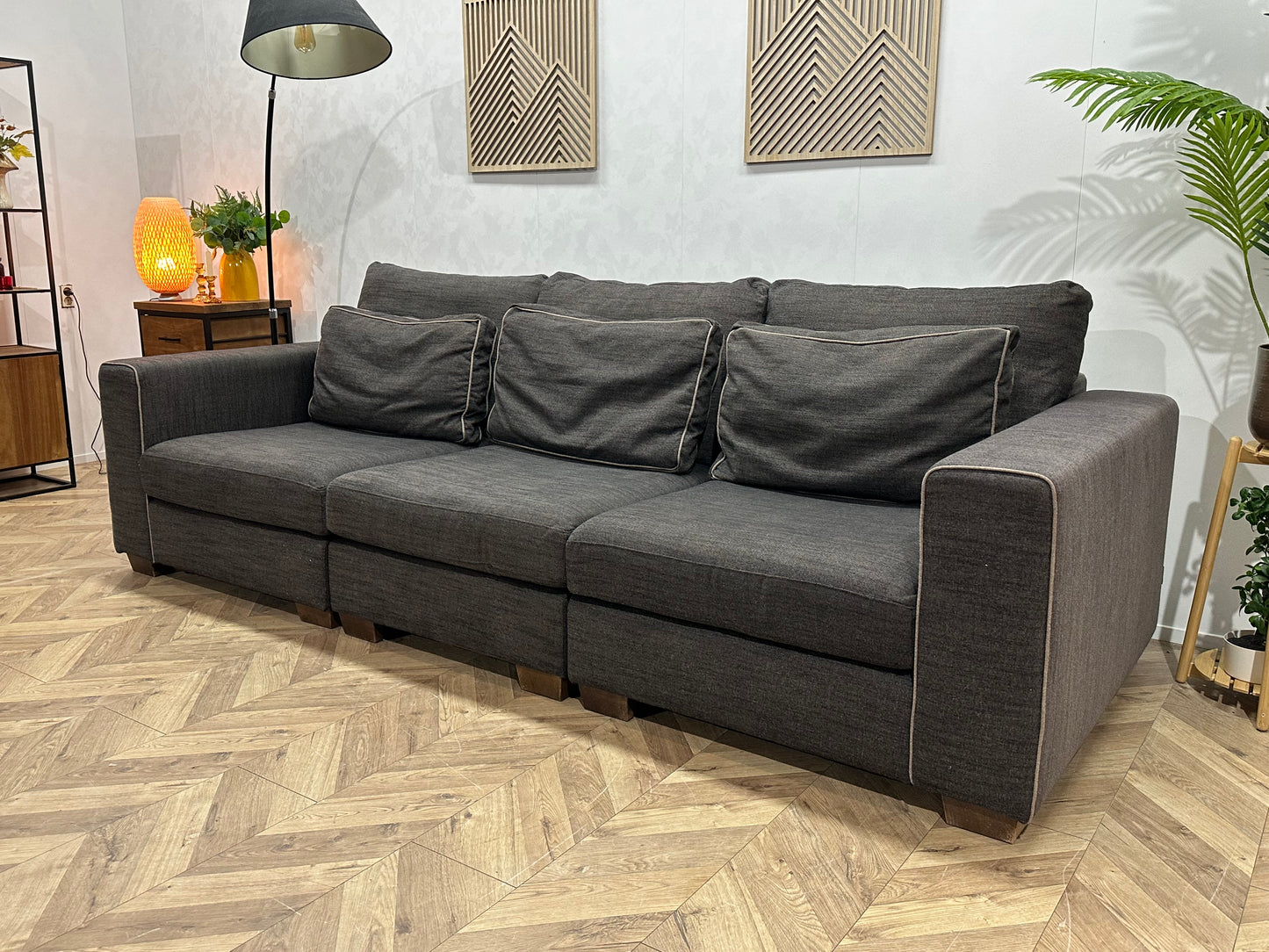 Villa One Grijze 3-Zits Bank ~ Losse Kussens Met Afneembare Hoezen