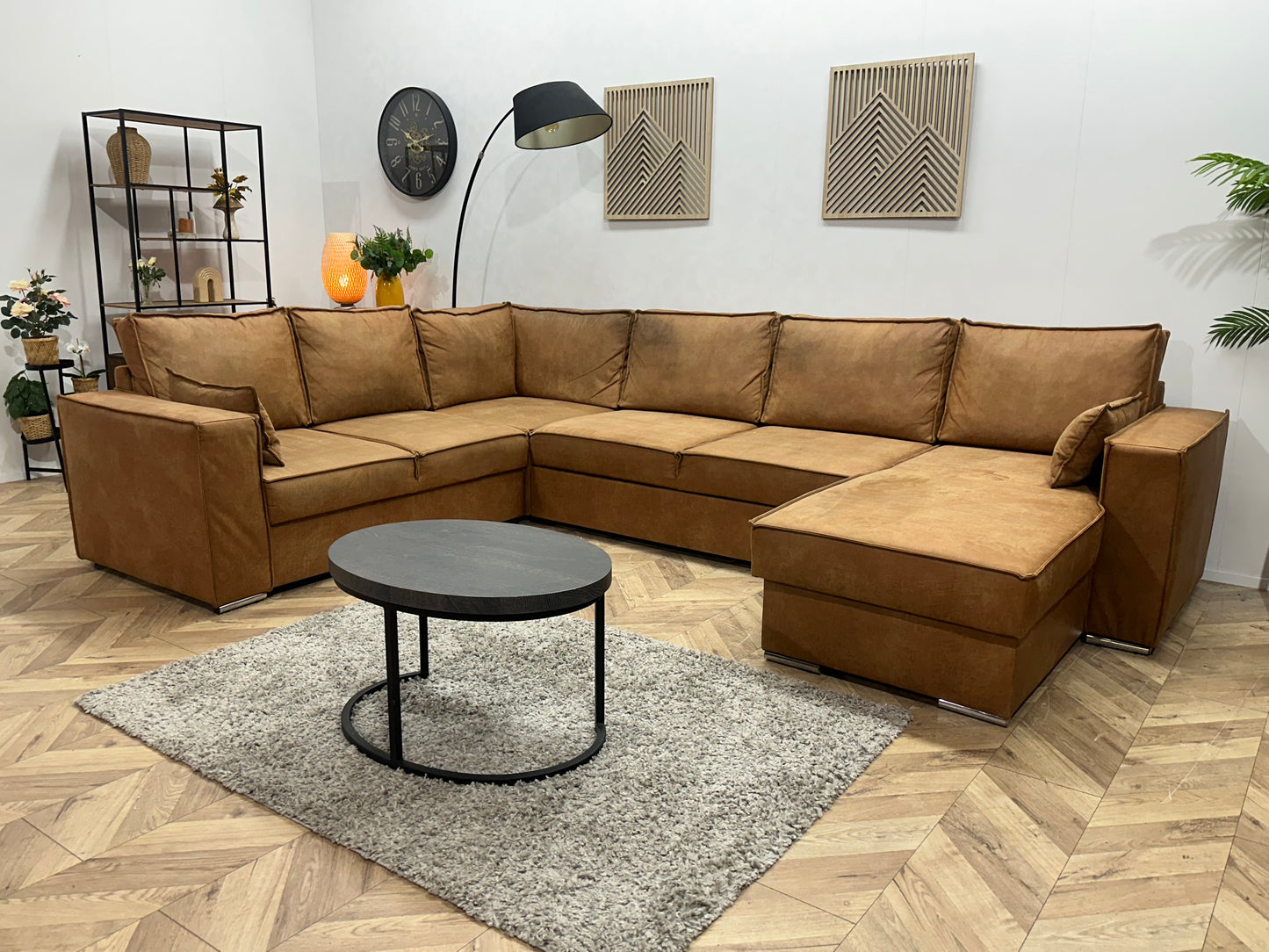 Cognac Bruine Suède Stoffen U Bank ~ Slaapfunctie