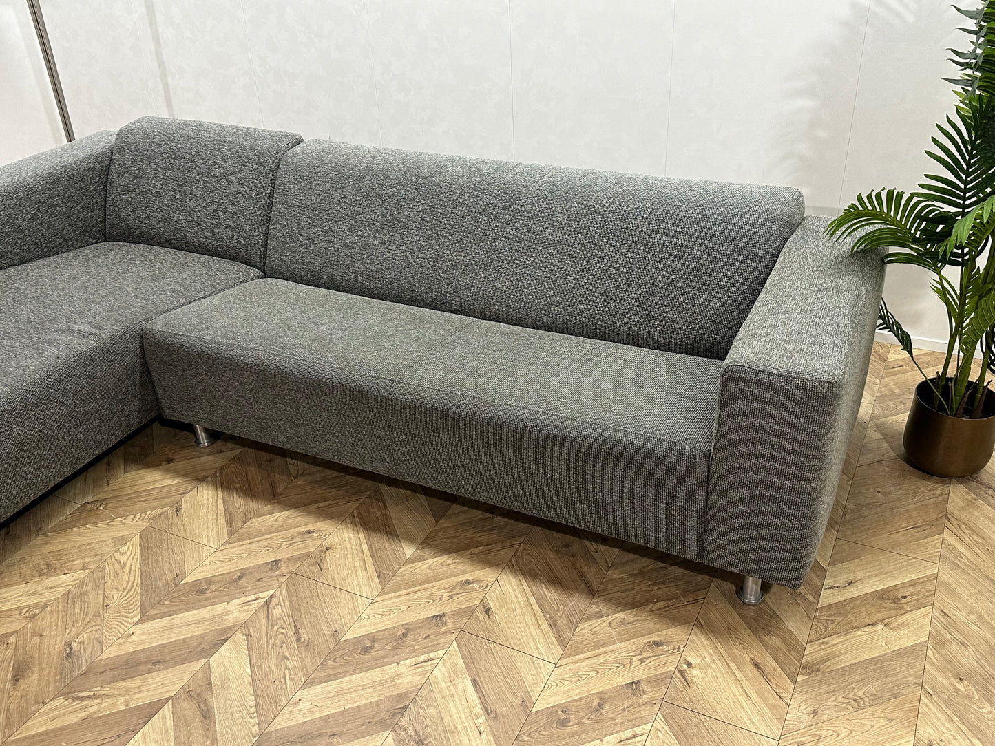 Antraciet Hoekbank Inc Hocker ~ Vaste Kussens