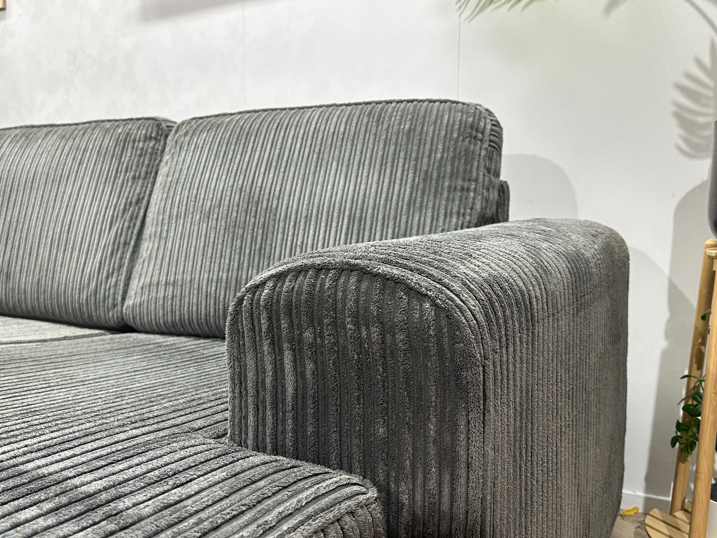 Antraciet Ribstof Hoekbank  ~ Losse Kussens Met Afneembare Hoezen