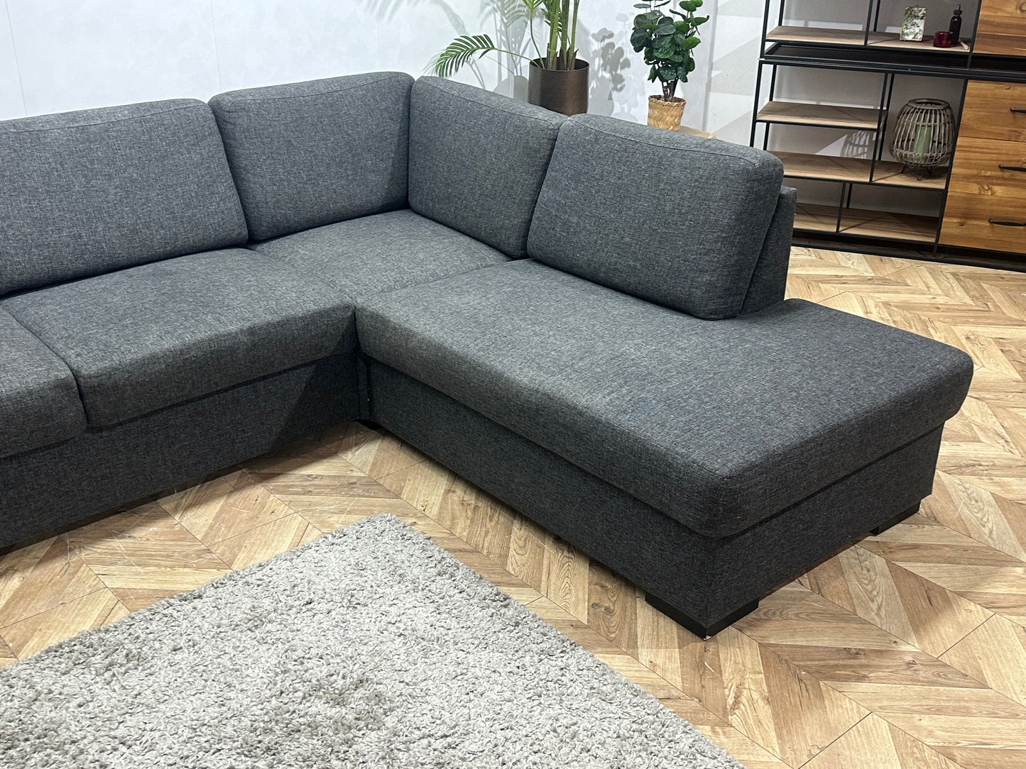 Antraciet Hoekbank ~ Losse Rugkussens met Afneembare Hoezen