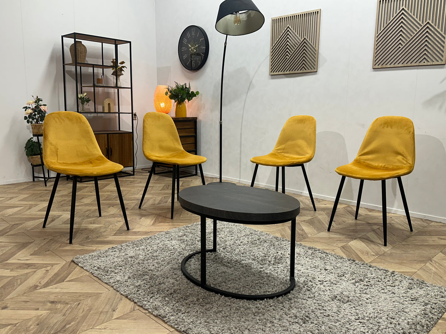 Gele Velvet Eetkamer Stoelen