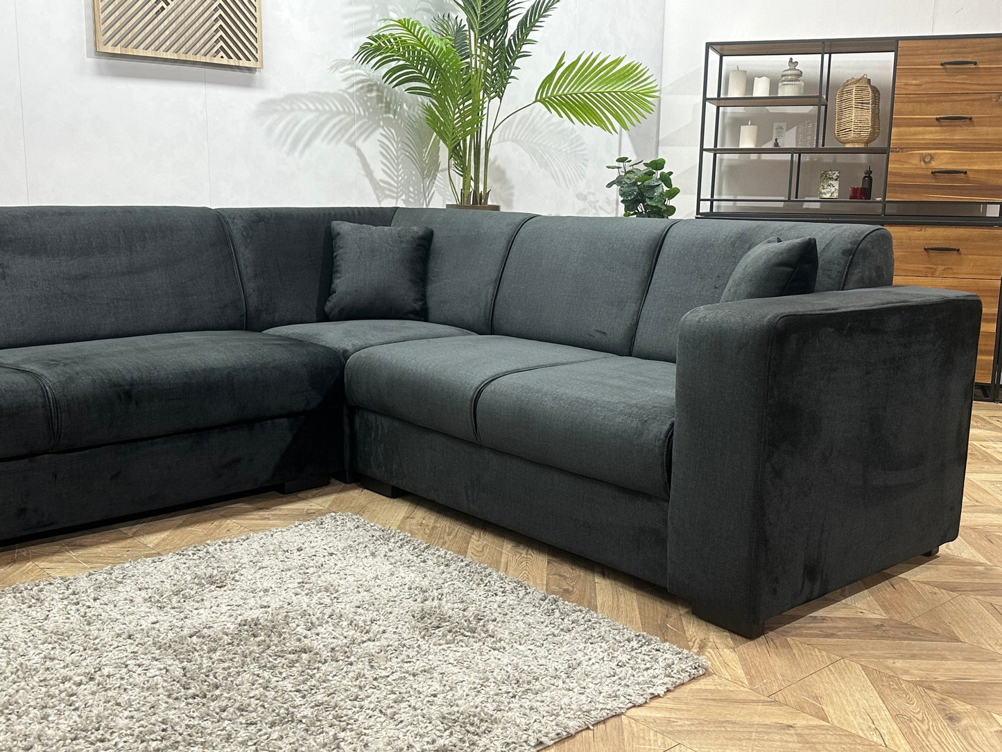 !Showroommodel! Zwarte Velvet Hoekbank