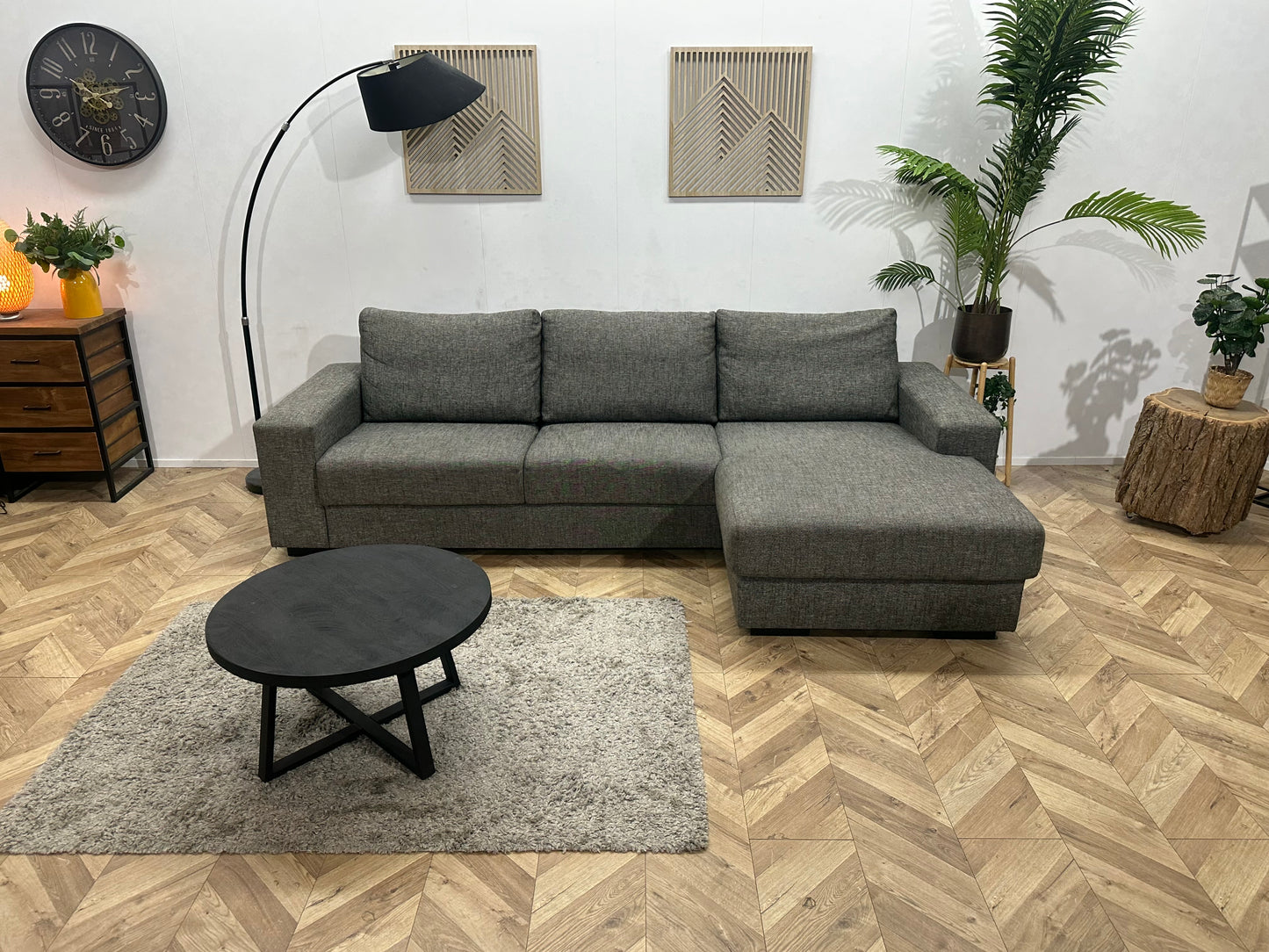 Antraciet Hoekbank ~ Vaste Kussens