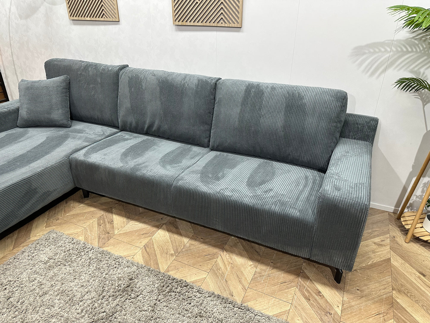 !Showroommodel! Blauwe Ribstof ~ Losse Rugkussens