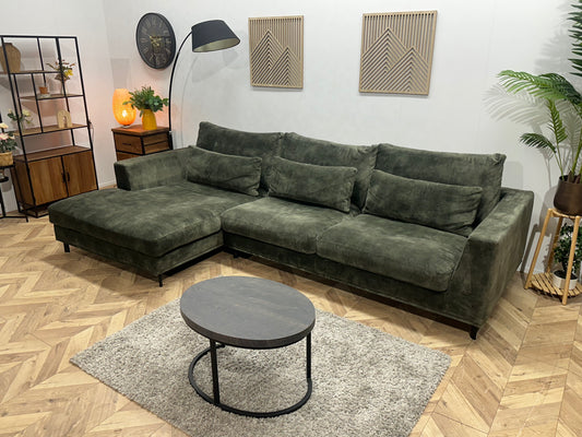 Room108 Donker Groene Velvet Hoekbank ~ Nieuwstaat