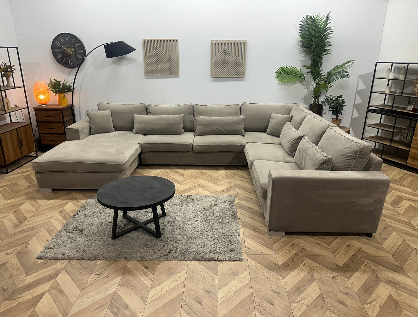 Beige Velvet U Bank ~ Losse Kussens Met Afneembare Hoezen
