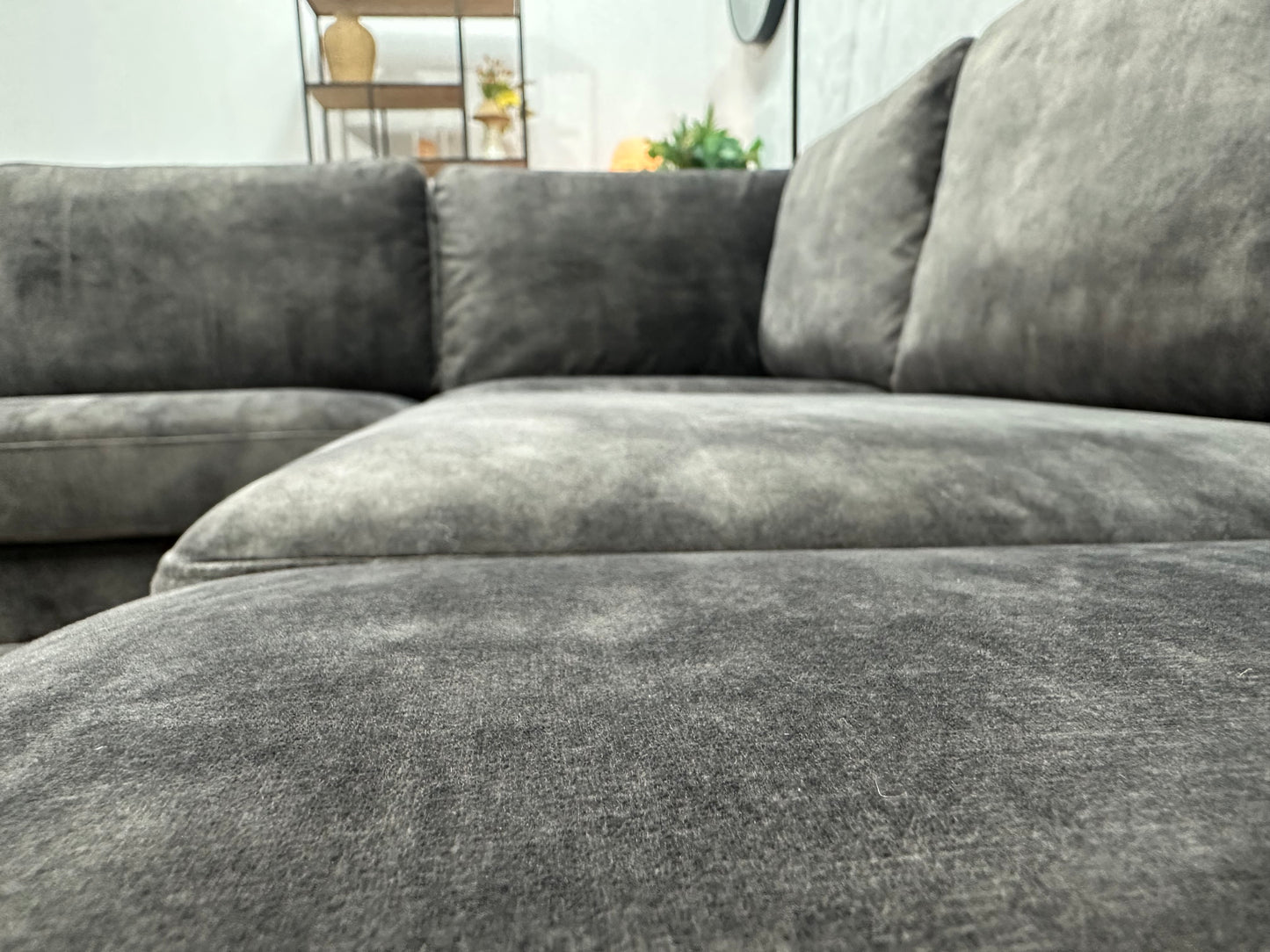 Antraciet Velvet Hoekbank ~ Losse Kussens Met Afneembare Hoezen