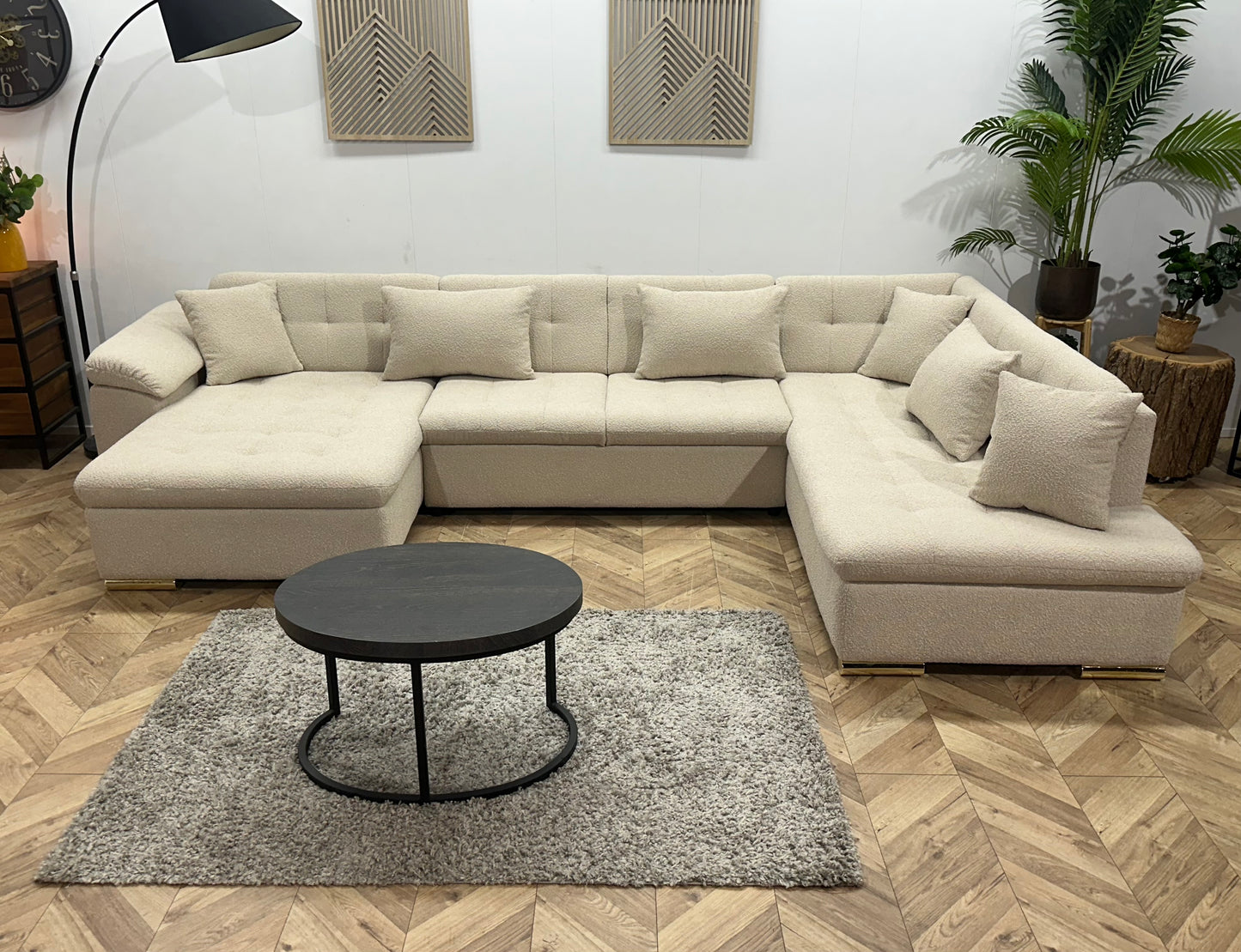 !Showroommodel! Witte/Crème Bouclé Stoffen Hoekbank