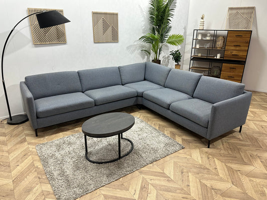 Blauwe/Grijze Hoekbank ~ Losse Kussens Met Afneembare Hoezen