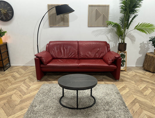 LeoLux Rode Echt Lederen 2.5-Zits Bank ~ Losse Zitkussens Met Afneembare Hoezen
