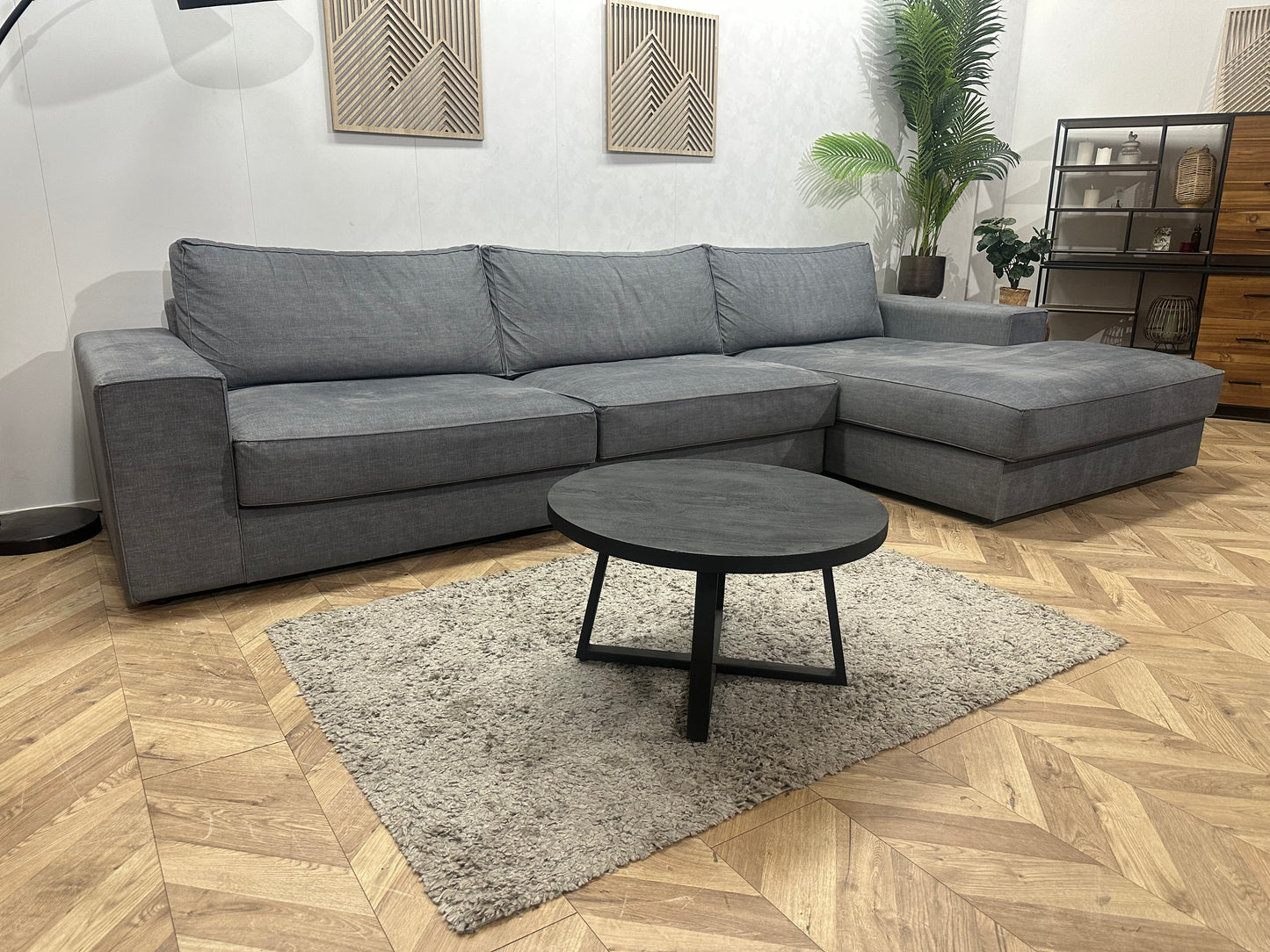 Room108 Grijze Ruime Velvet Hoekbank ~ Nieuwstaat