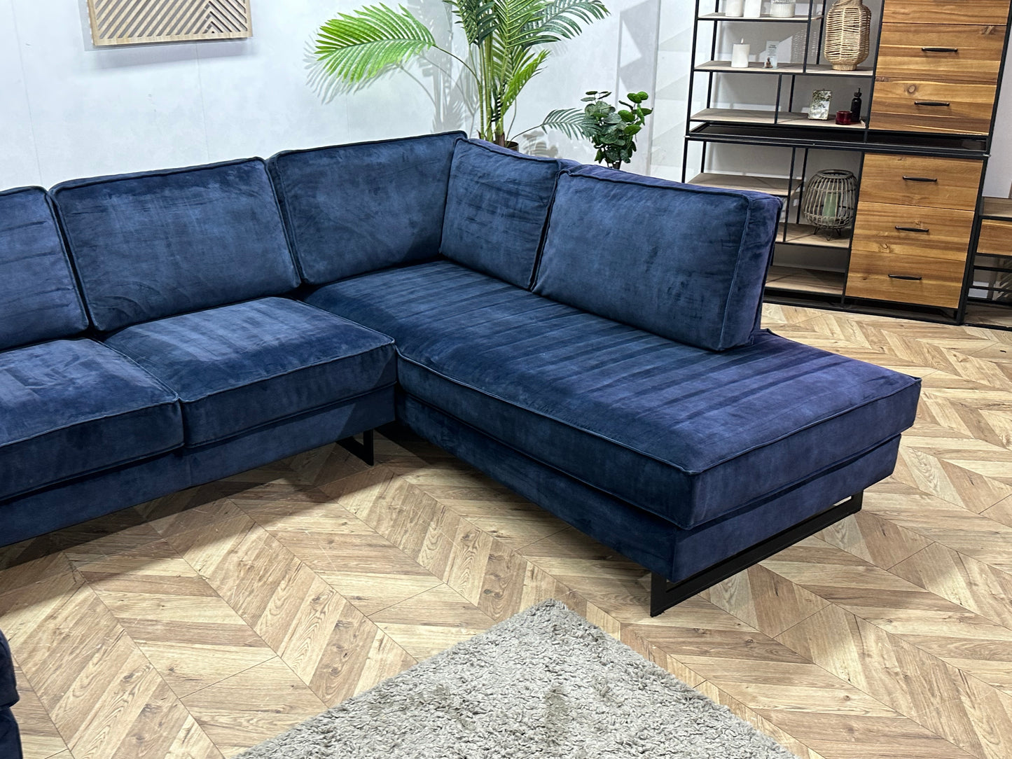Blauwe Velvet U Bank ~ Losse Kussens Met Afneembare Hoezen