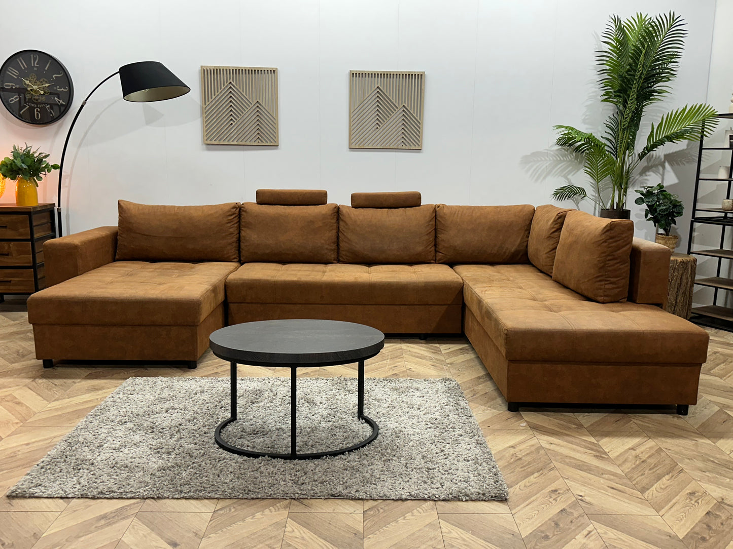 Cognac Bruine Suède Stoffen U Bank ~ Slaapfunctie