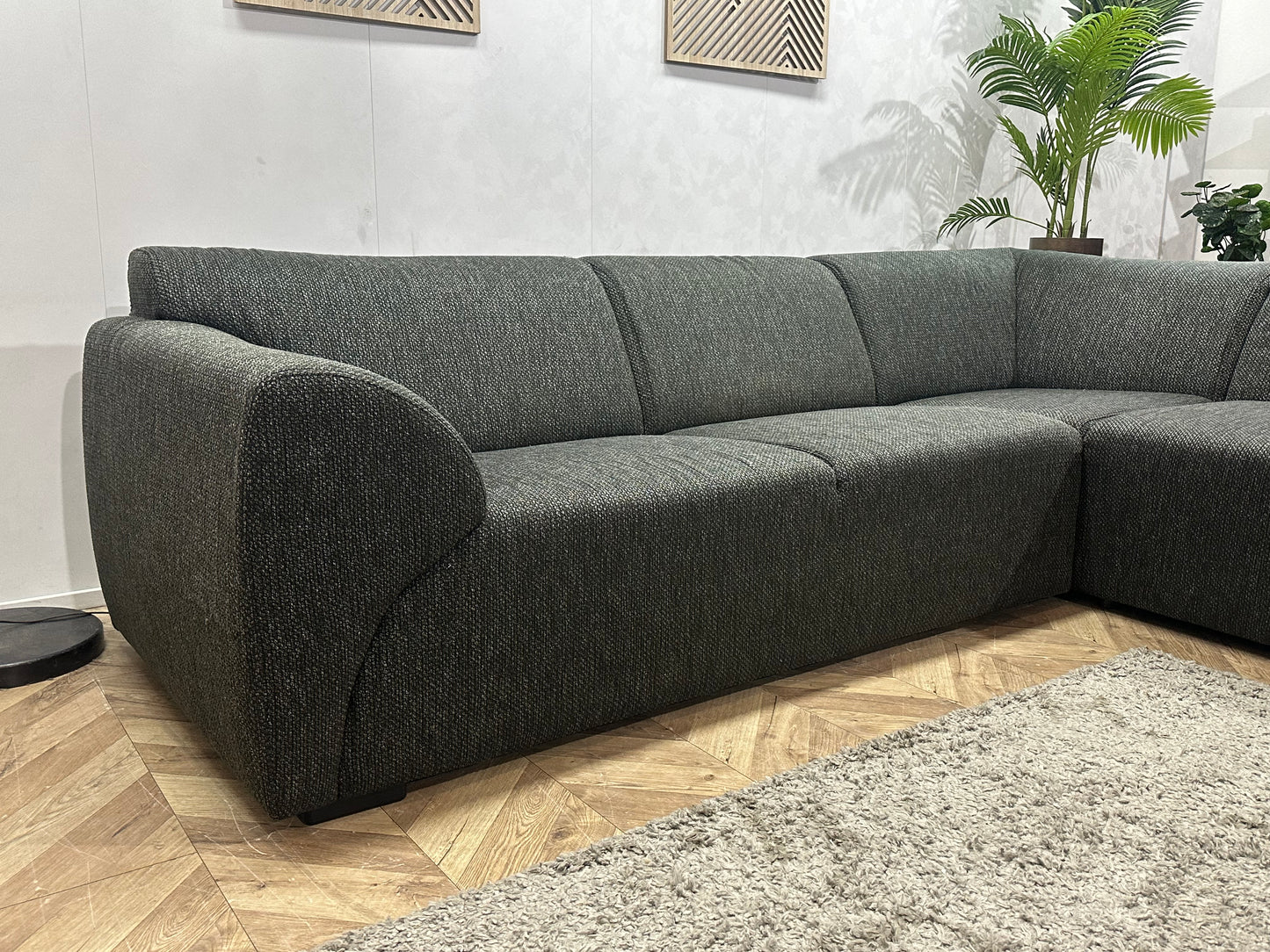 Antraciet Hoekbank ~ Vaste Kussens