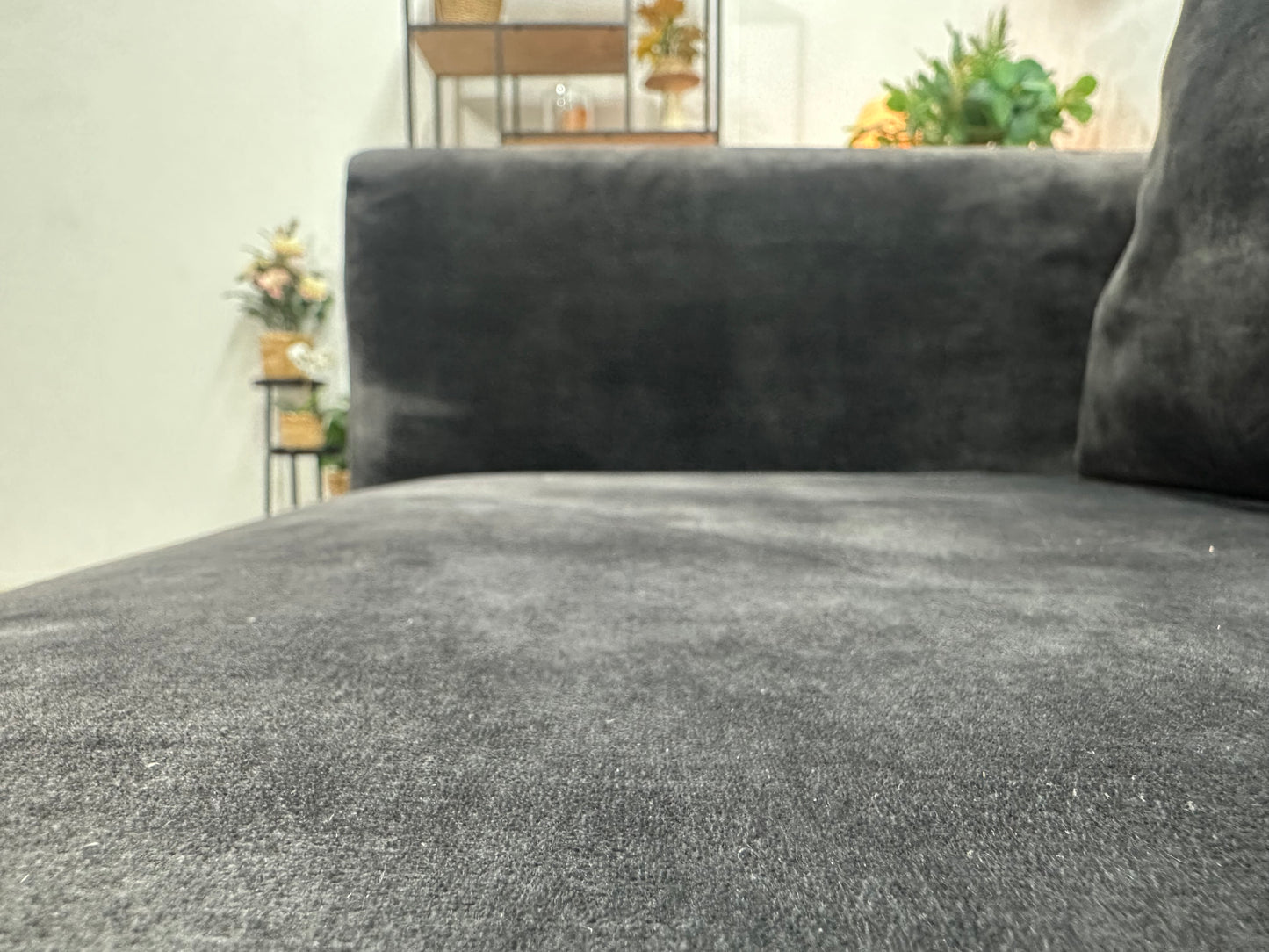 Antraciet Velvet 3-Zits Bank ~ Losse Kussens Met Afneembare Hoezen