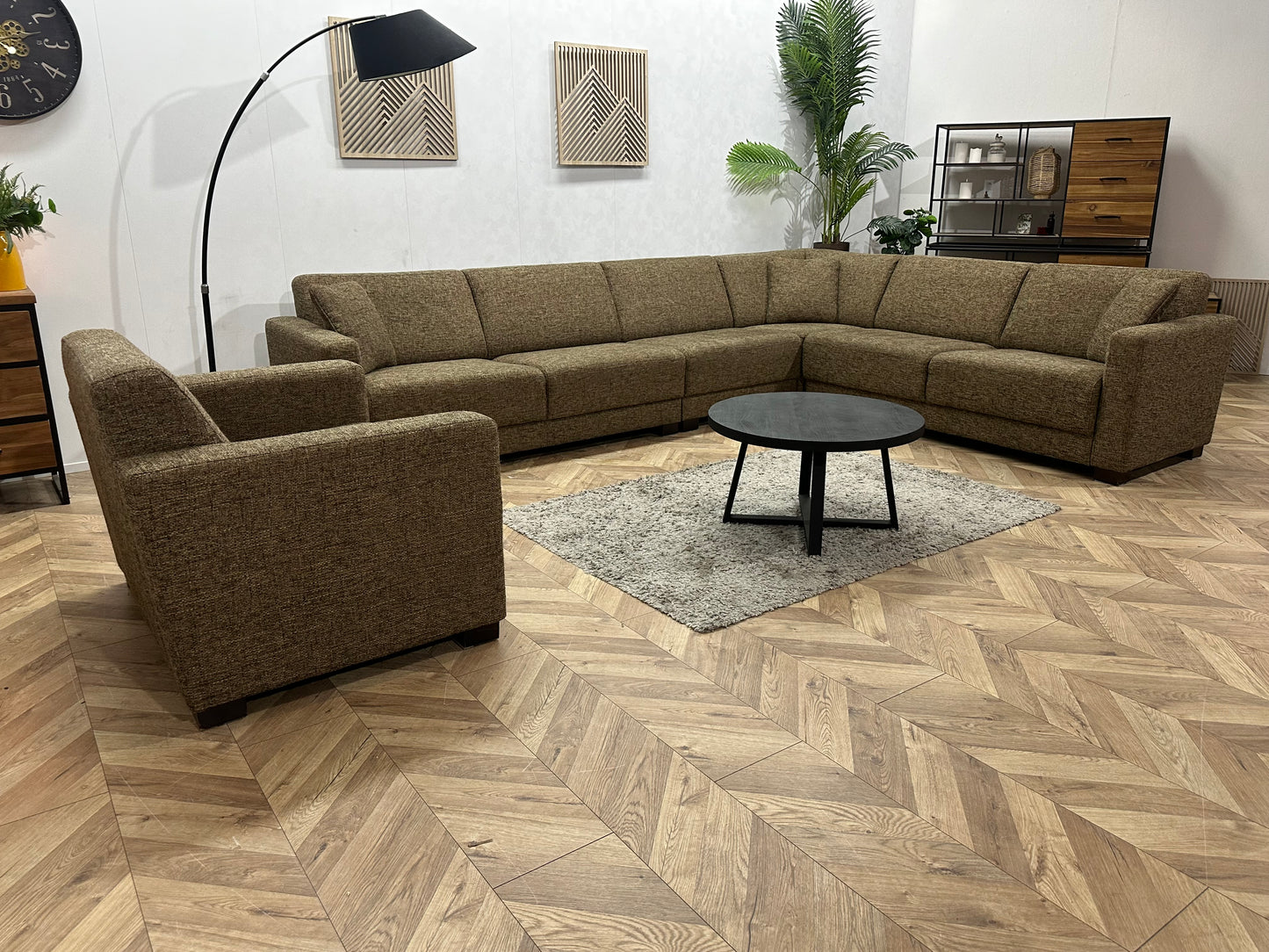 Bruine Ruime Hoekbank Inc Fauteuil ~ Meerdere Opstellingen