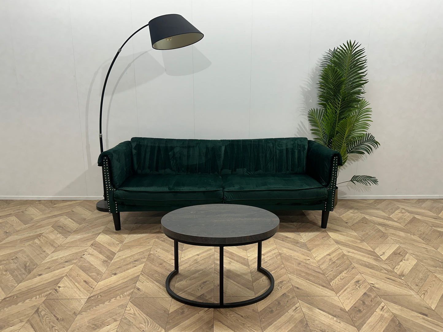 Groene Velvet 2.5-Zits Bank ~ Vaste Kussens