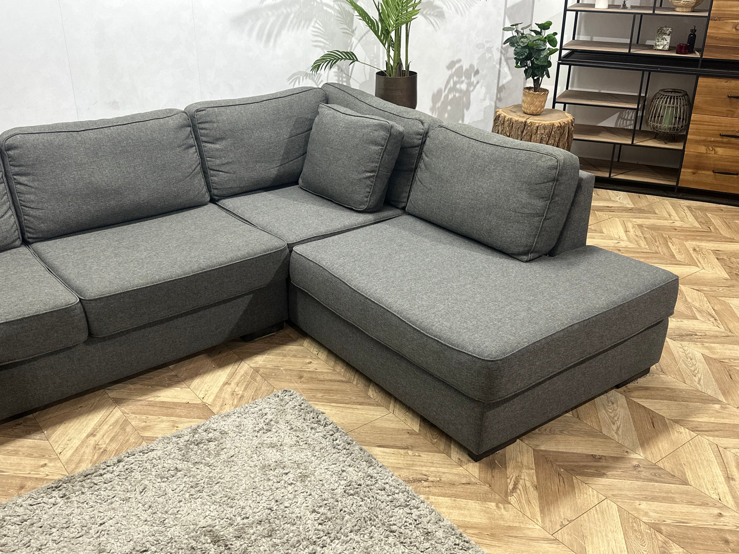 Antraciet Suède Stoffen Hoekbank ~ Nieuwstaat