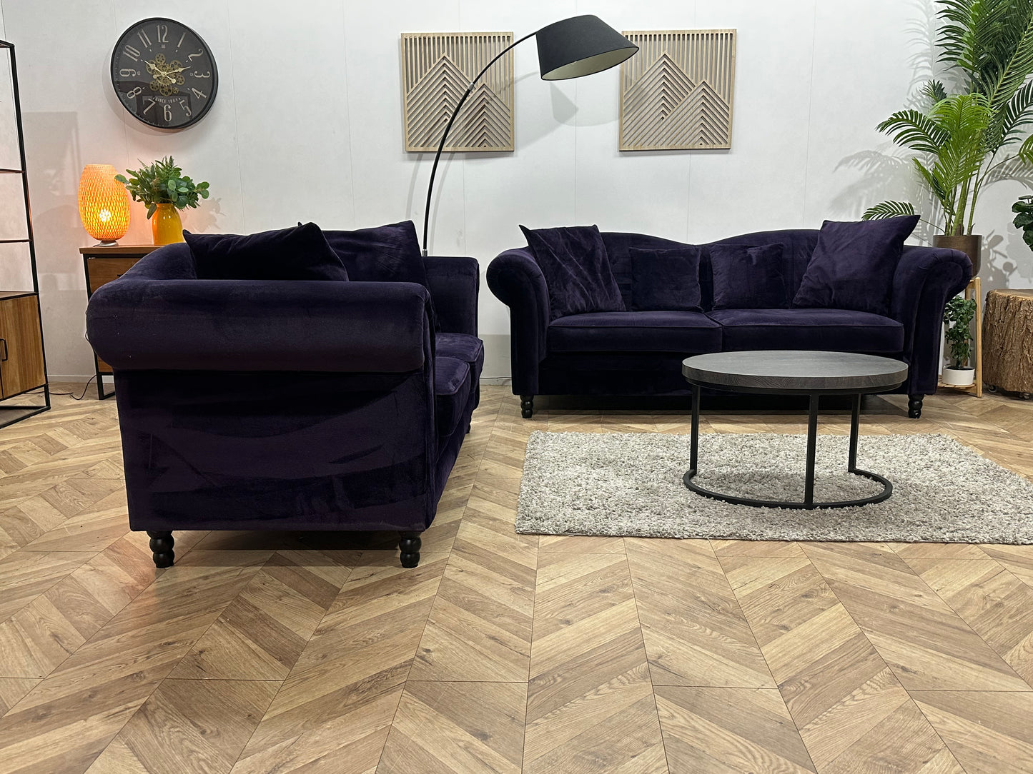 Paarse Velvet Banken Set ~ Losse Kussens Met Afneembare Hoezen