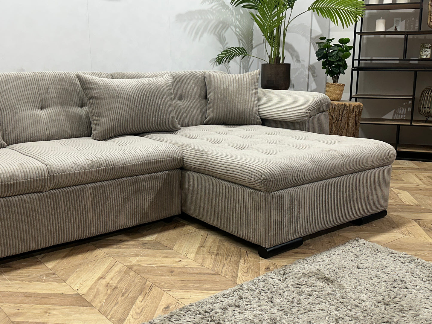 !Showroommodel! Licht Bruine Ribstof U Bank