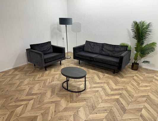 BePure Blauwe Velvet Banken Set ~ Losse Kussens Met Afneembare Hoezen