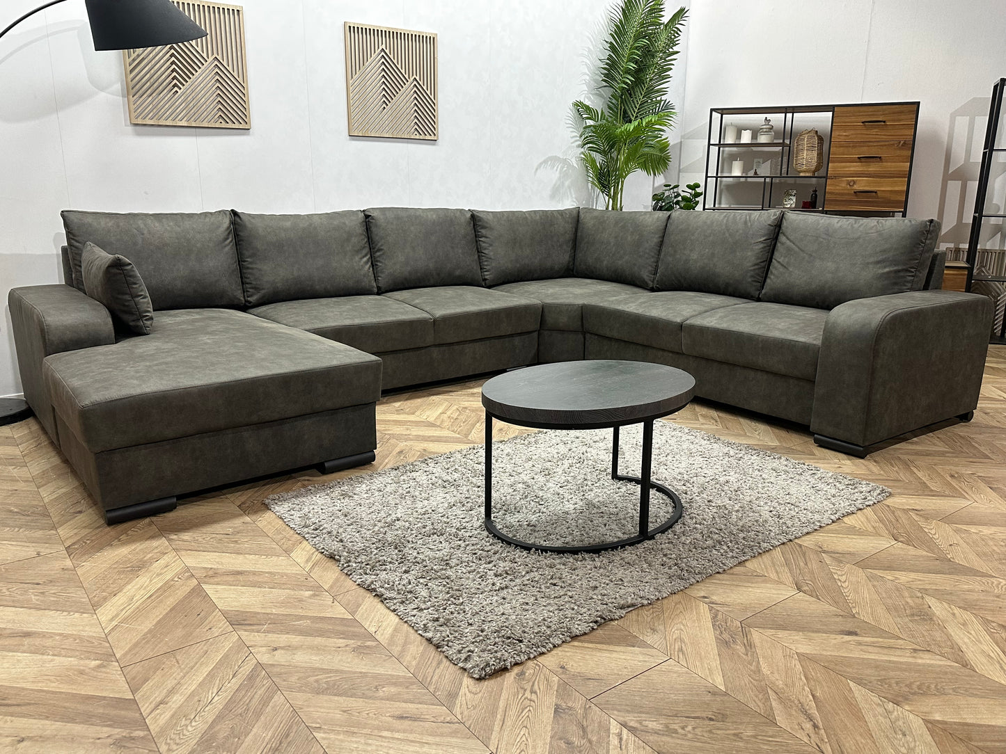 !Showroommodel! Antraciet Suède Stoffen U Bank