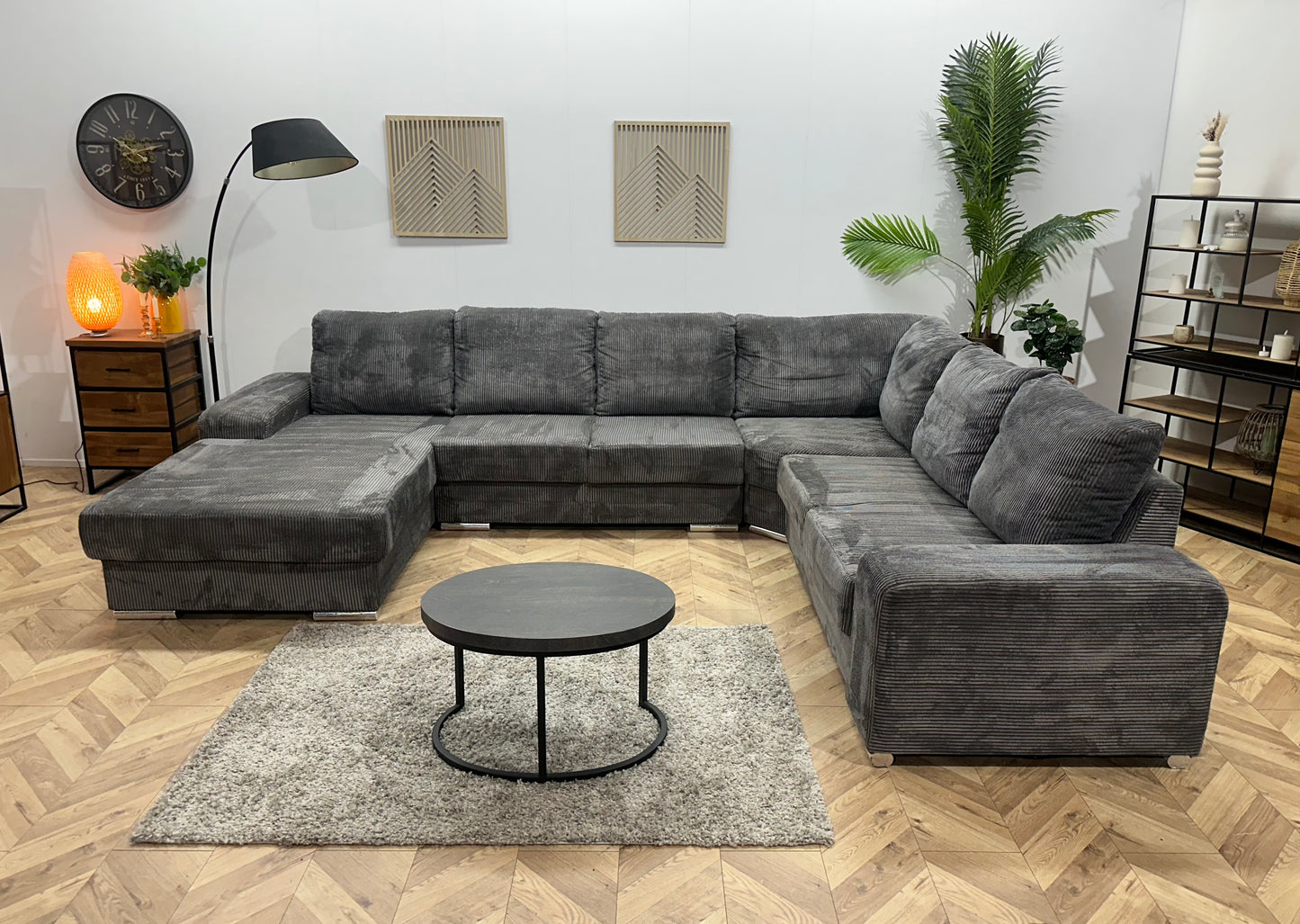 Antraciet Ribstof U Bank ~ Losse Rugkussens Met Afneembare Hoezen