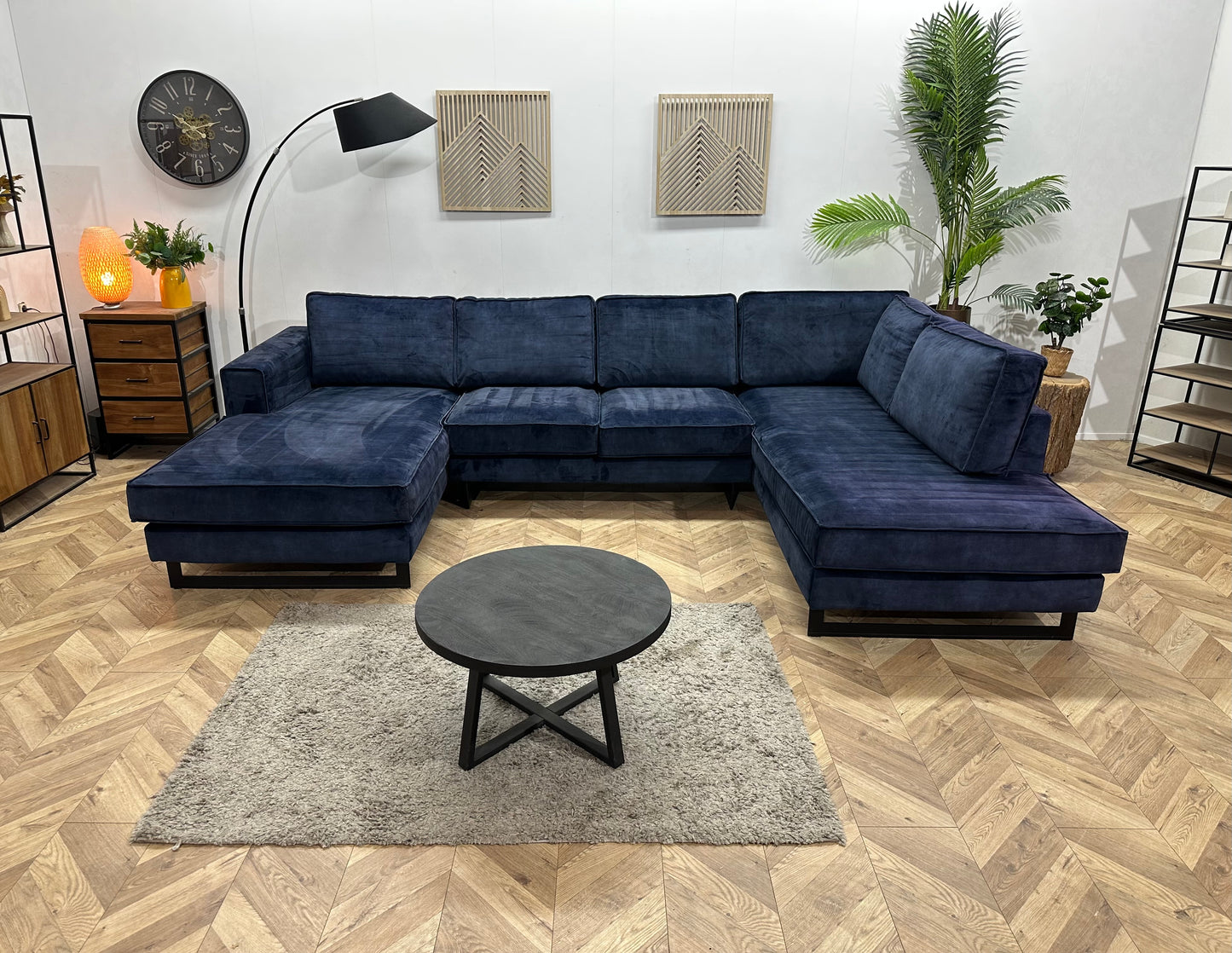 Blauwe Velvet U Bank ~ Losse Kussens Met Afneembare Hoezen