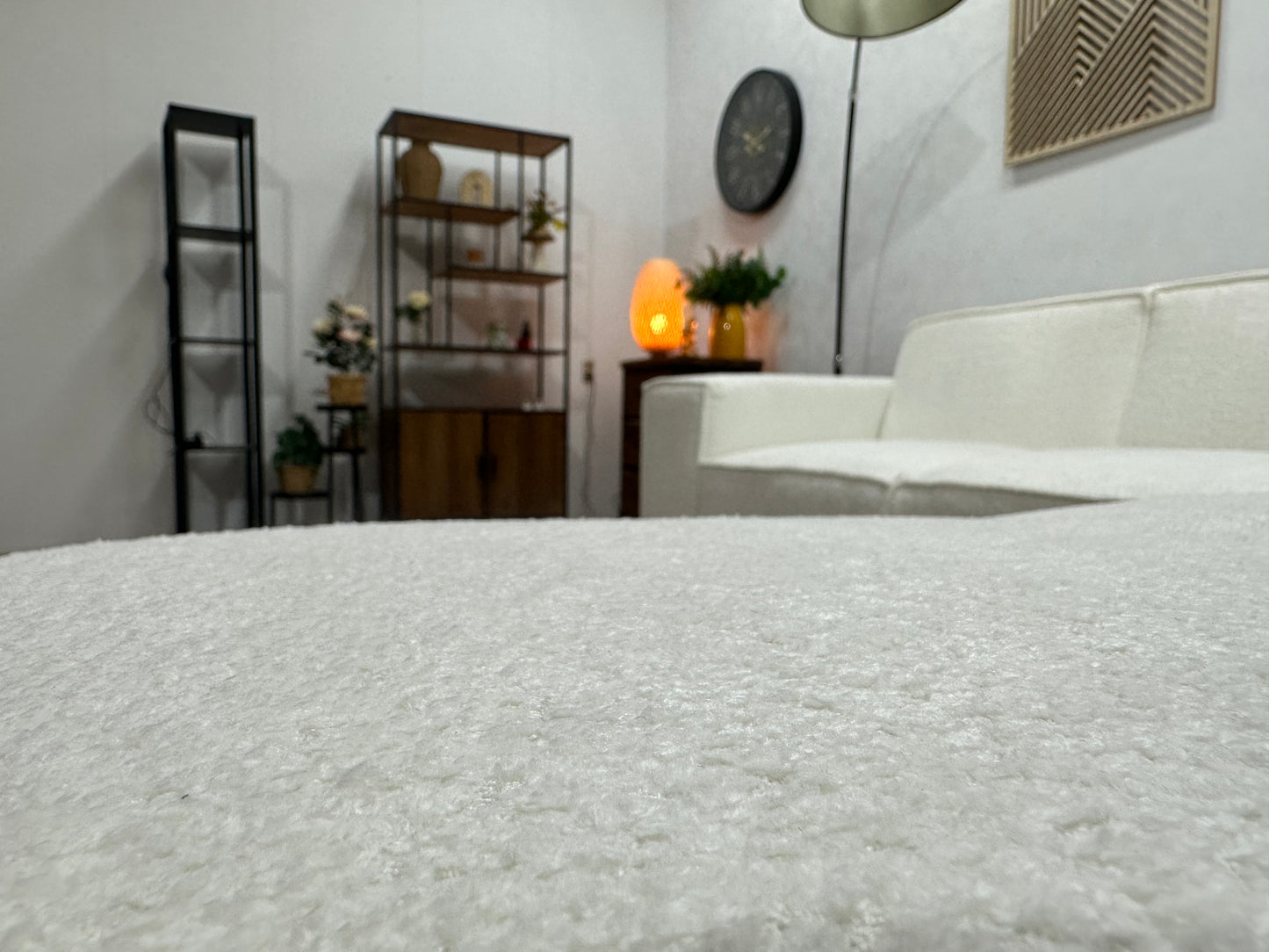 !Showroommodel! Witte Bouclé Stoffen Hoekbank