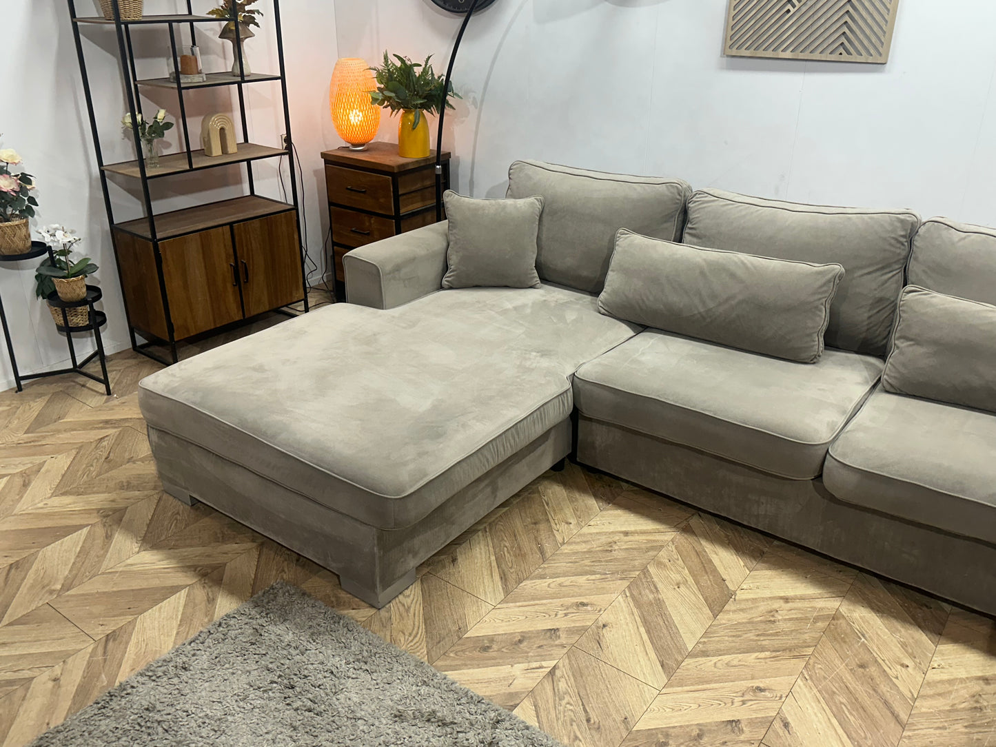 Beige Velvet U Bank ~ Losse Kussens Met Afneembare Hoezen