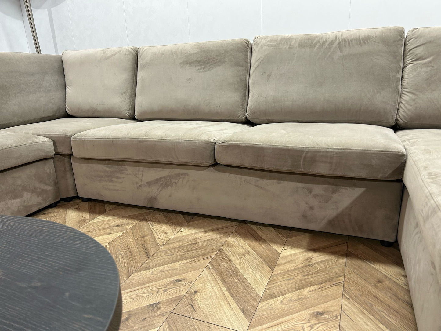 Beige Velvet U Bank ~ Losse Kussens Met Afneembare Hoezen