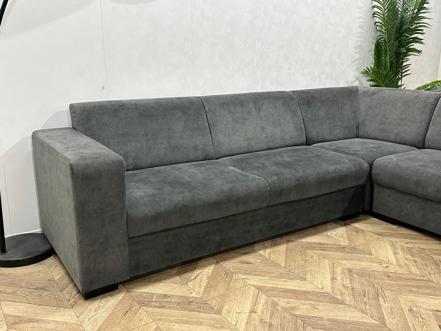 !Showroommodel! Antraciet Velvet Hoekbank