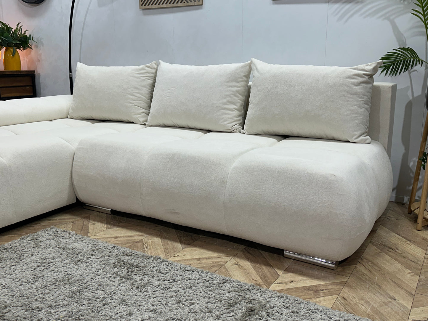 !Showroommodel! Witte Velvet Hoekbank