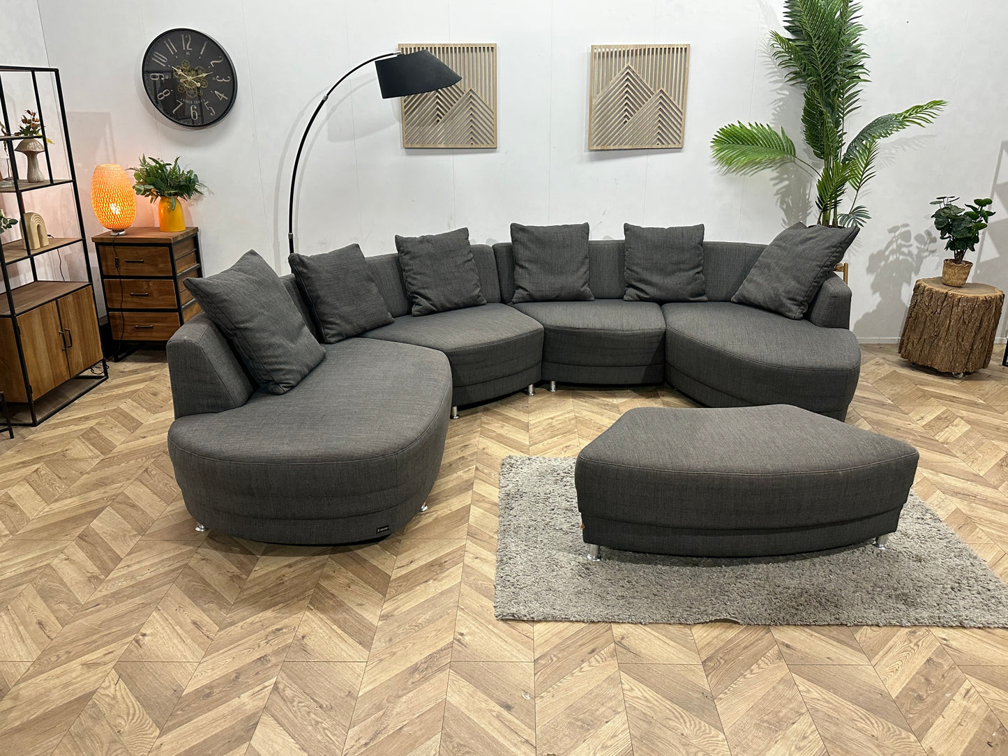 Lamonta Antraciet Design U Bank Inc Hocker ~ Losse Rugkussens Met Afneembare Hoezen