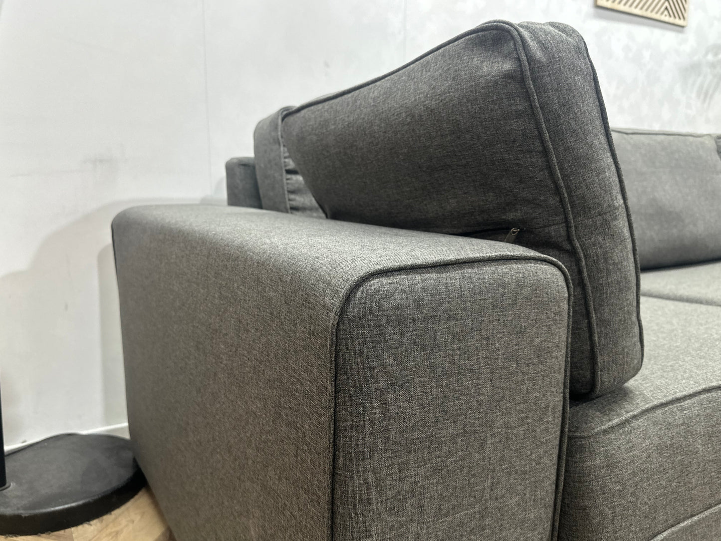 Antraciet Suède Stoffen Hoekbank ~ Nieuwstaat