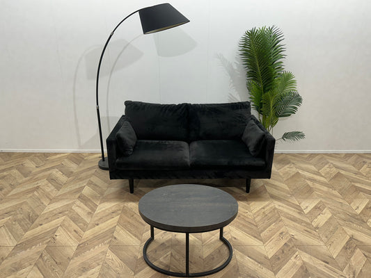 Zwart Velvet 2-Zits Bank ~ Losse Kussens Met Afneembare Hoezen