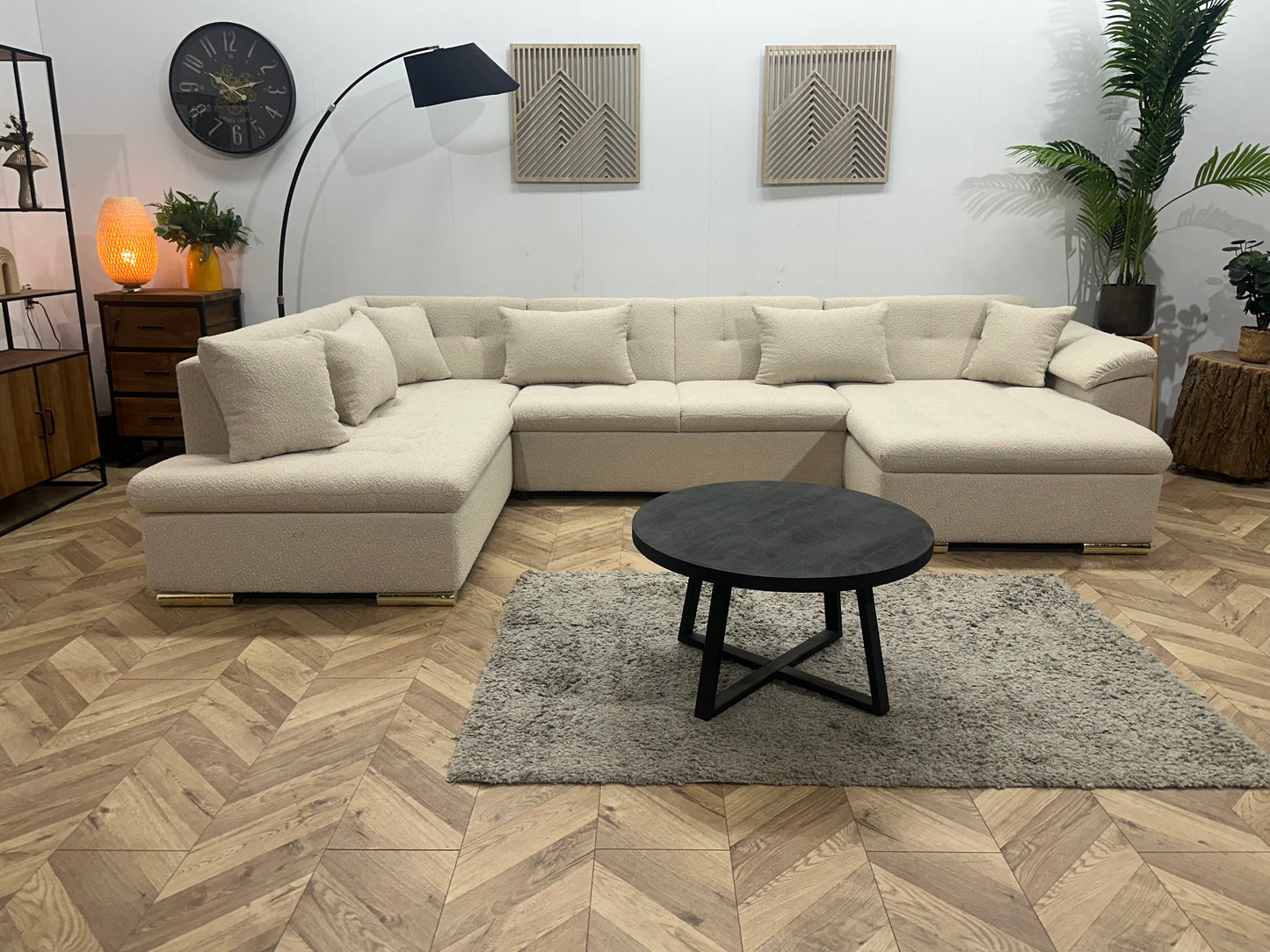 !Showroommodel! Witte/Crème Bouclé Stoffen U Bank