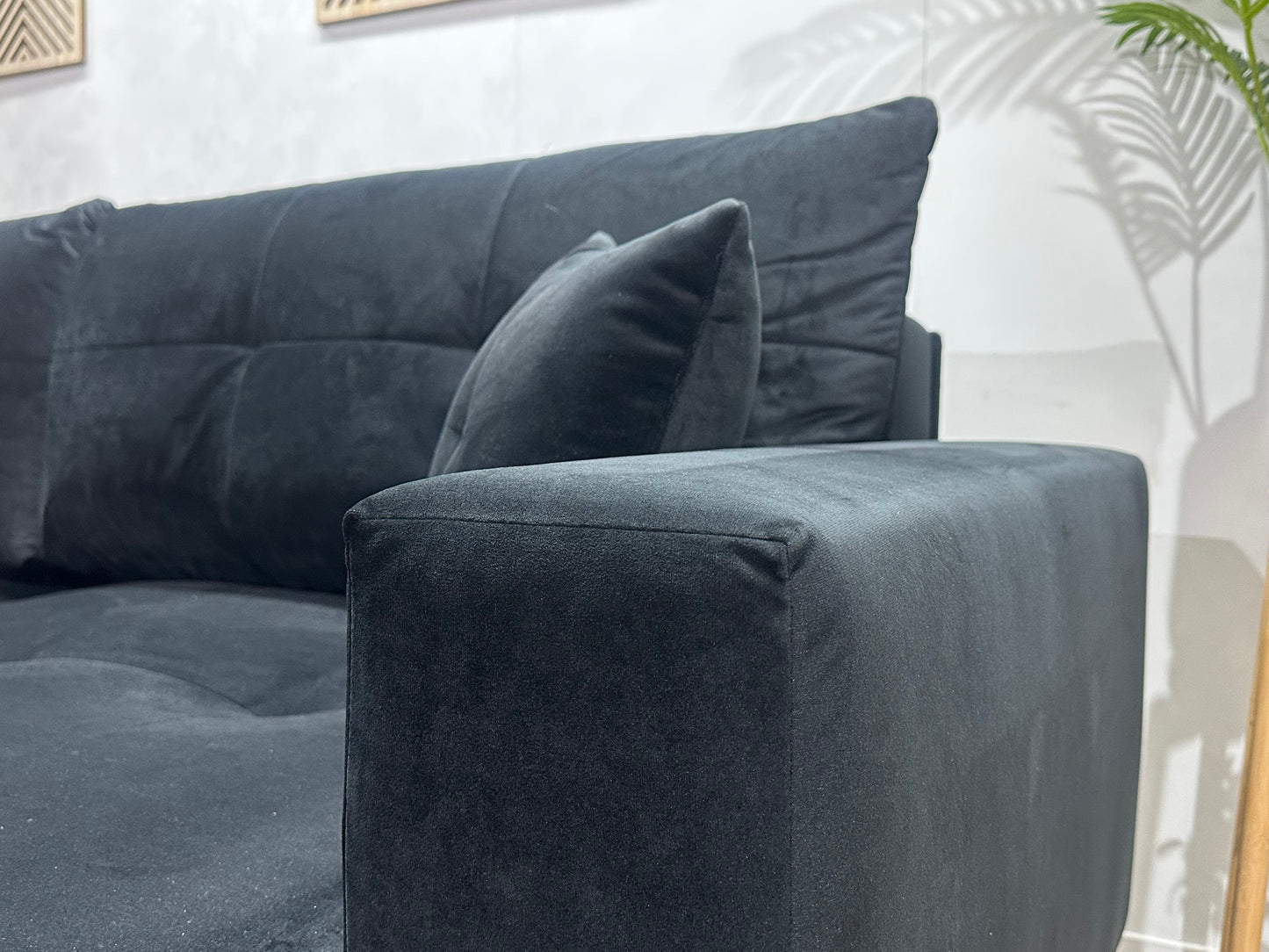 !Showroommodel! Zwarte Velvet Hoekbank
