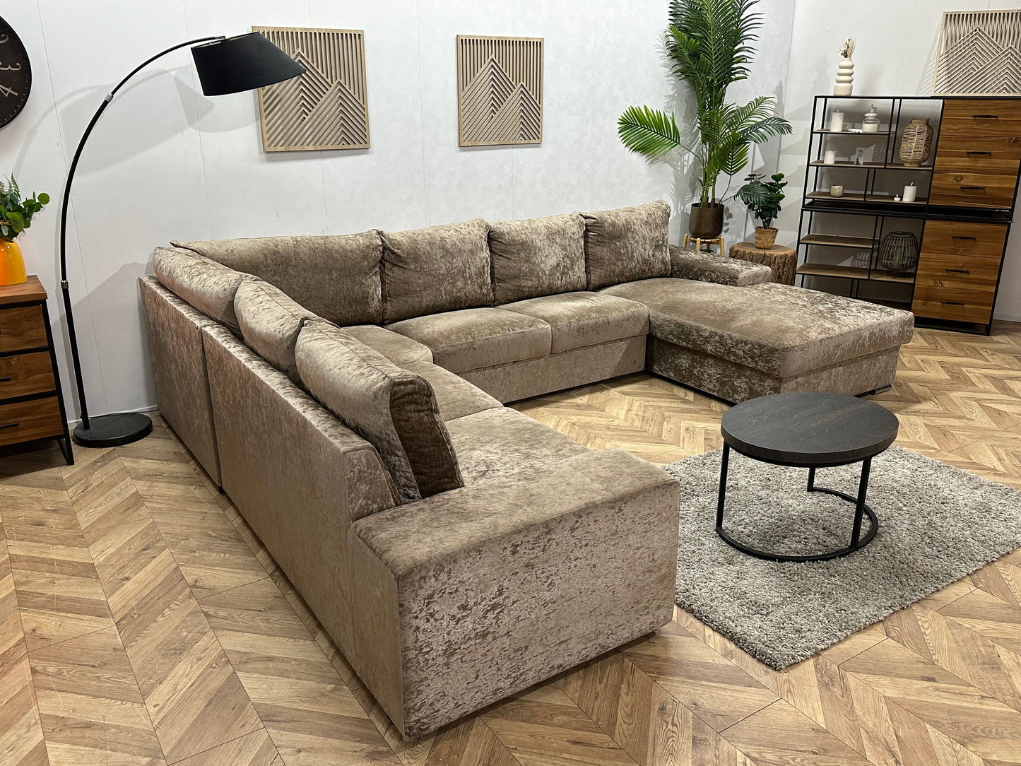 Bruine Velvet  U Bank ~ Losse Rugkussens Met Afneembare Hoezen