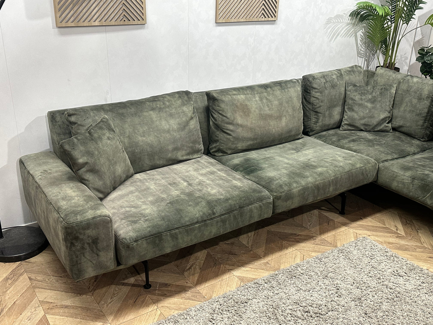 Passe Partout Groene Velvet Ruime Hoekbank Inc Fauteuil ~ Losse Kussens Met Afneembare Hoezen