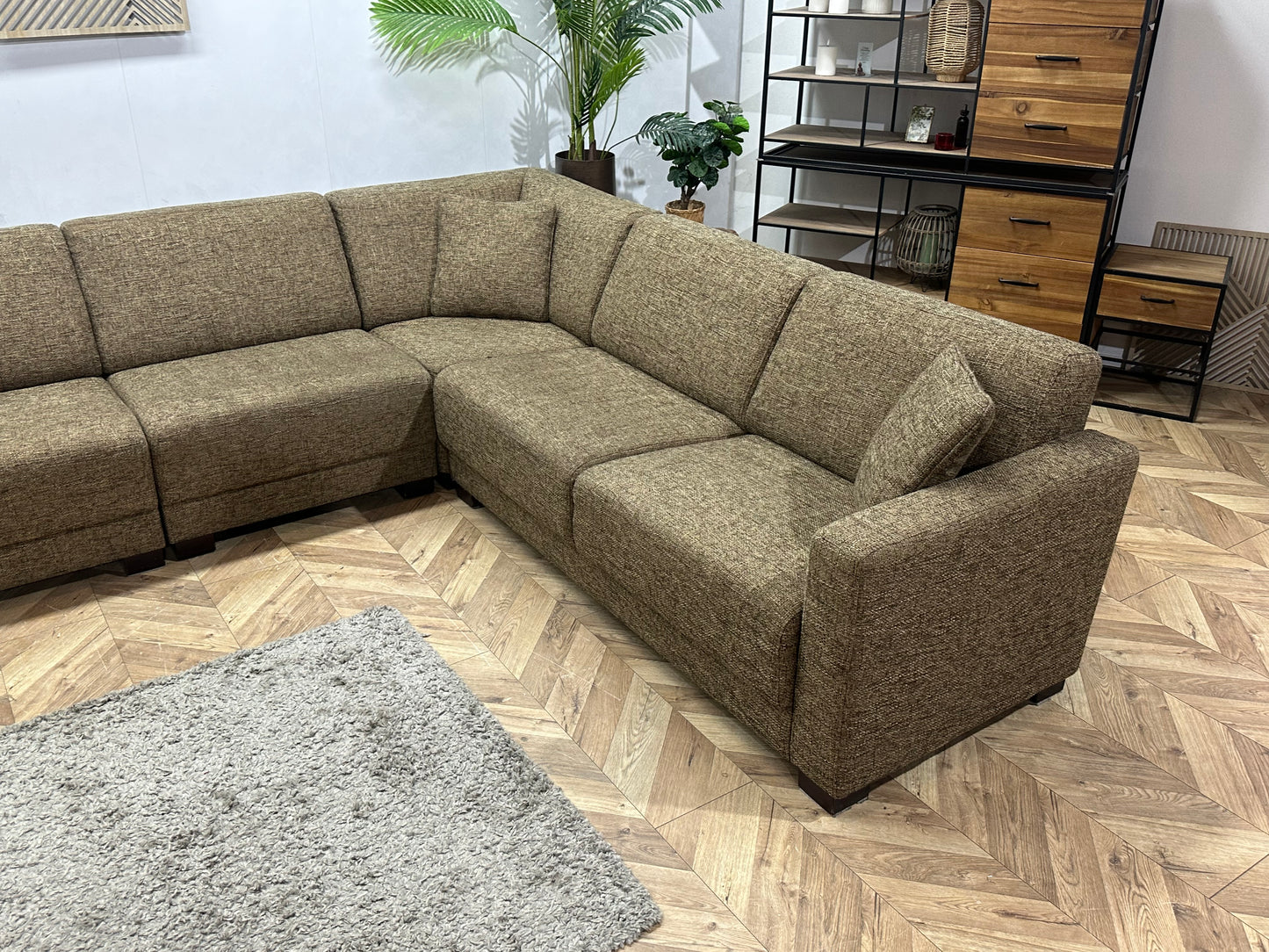 Bruine Ruime Hoekbank Inc Fauteuil ~ Meerdere Opstellingen